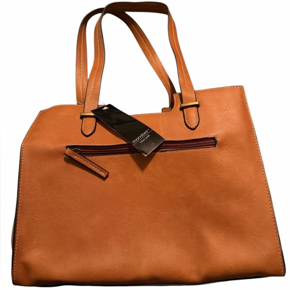 Mondani New York Carrie Tote Bag – Cognac Faux Leather‎ – NWT – MSRP $88